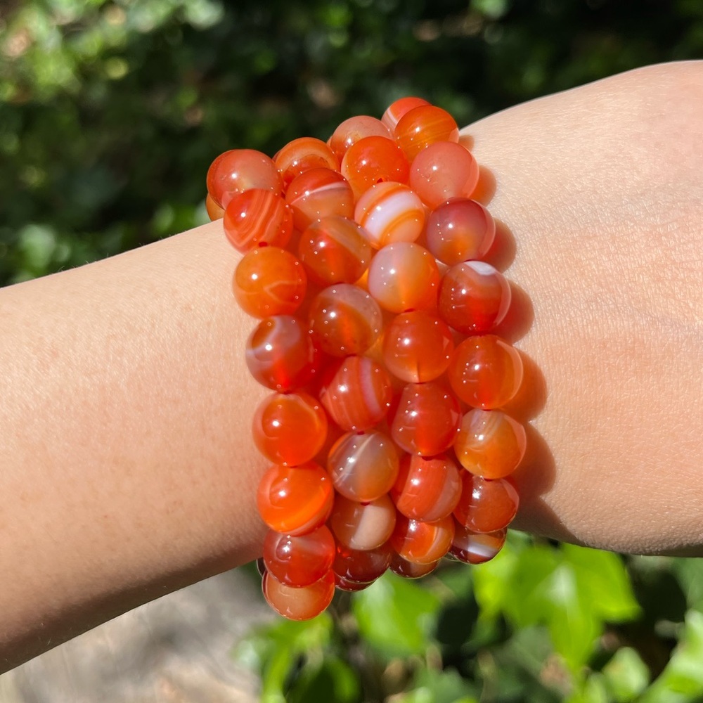 10mm stretchable red carnelian‎ bracelet